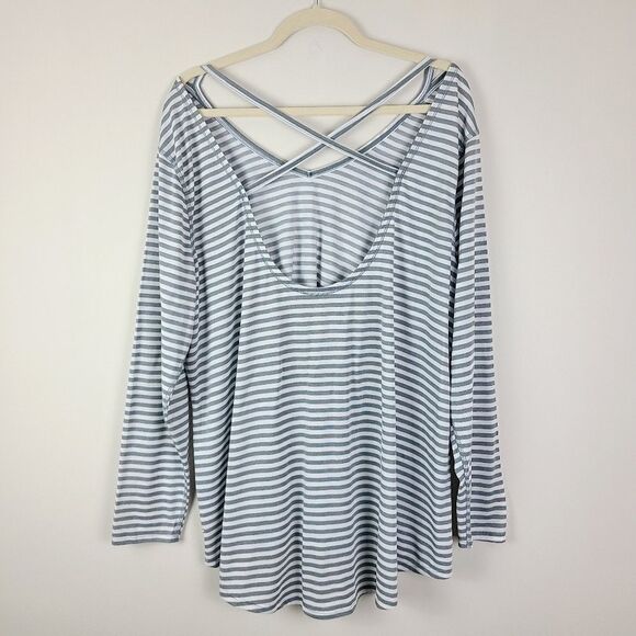 OLD navy active gray & white stripe long sleeve t-Shirt 3X - Picture 5 of 14